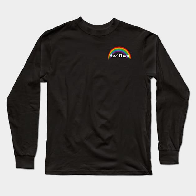 Rainbow Pronouns - He/They Long Sleeve T-Shirt by FindChaos